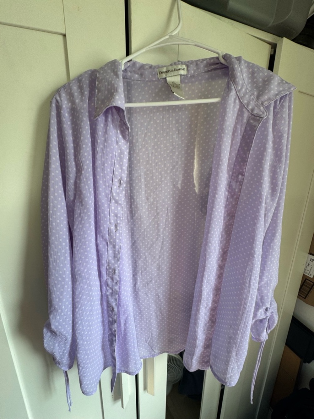 Drapers & Damons VTG Lavender Polka Dot Button-Up Blouse